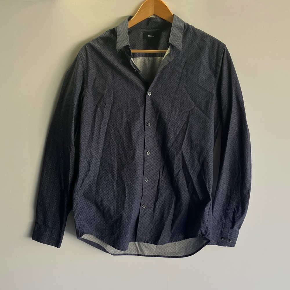 Theory Navy Patterned Shirt